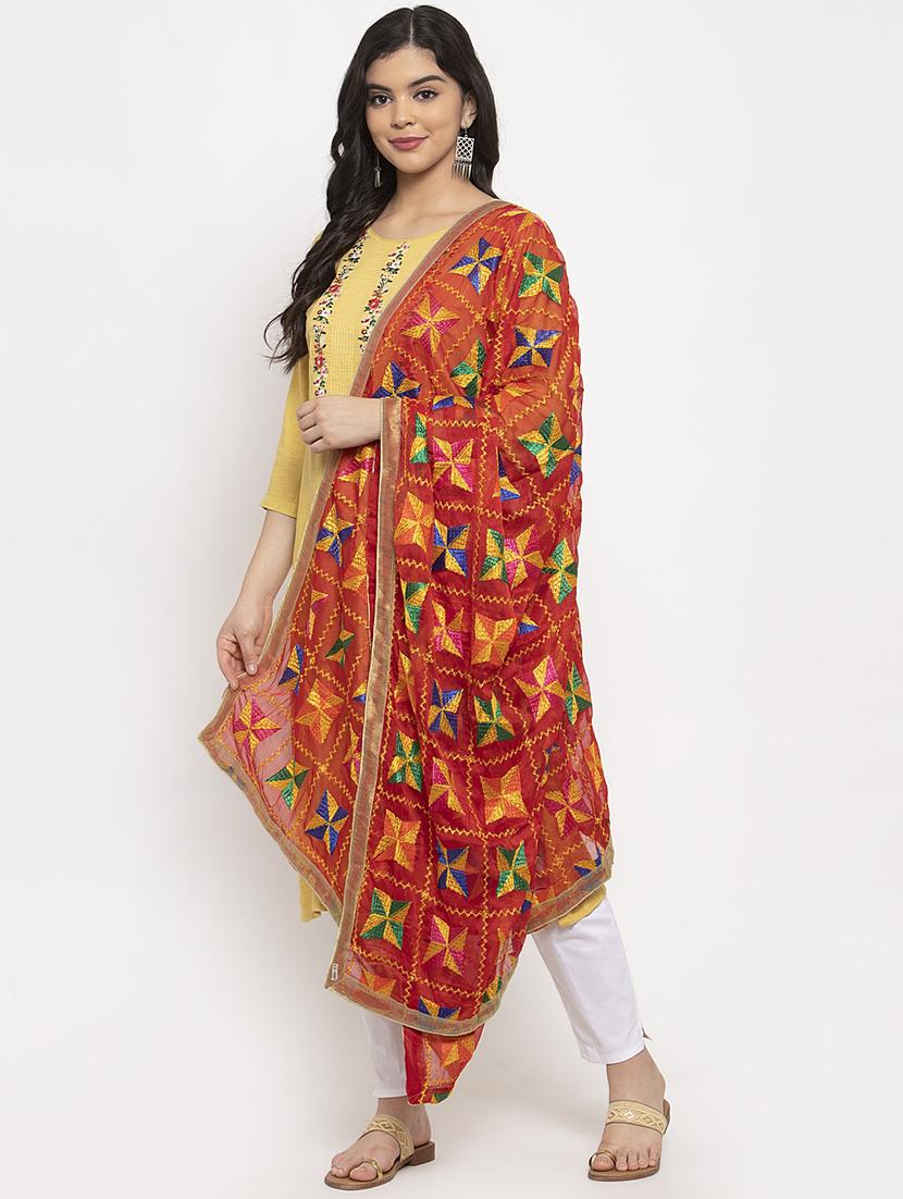 orange poly chiffon dupatta - 17968516 - Standard Image - 1
