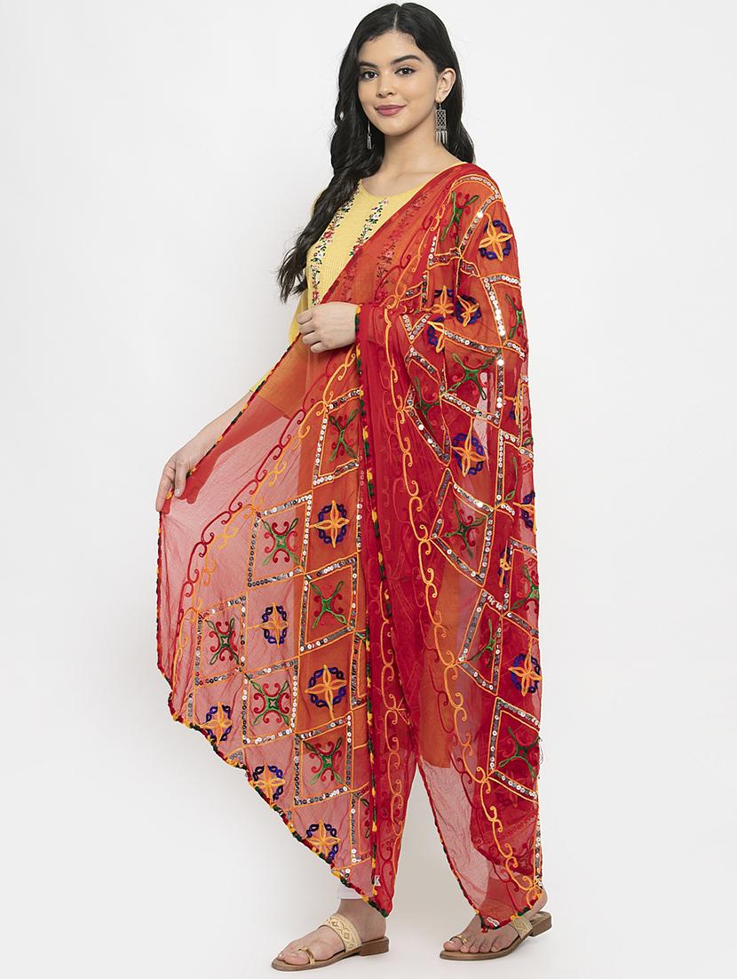 orange poly chiffon dupatta - 17968517 - Standard Image - 1