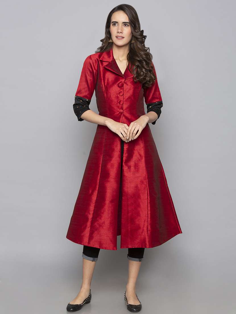 solid a-line kurta - 17968556 -  Standard Image - 1