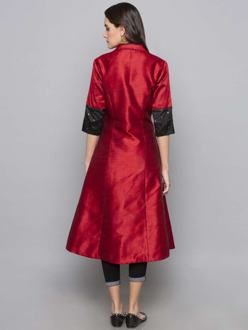 solid a-line kurta - 17968556 -  Standard Image - 4