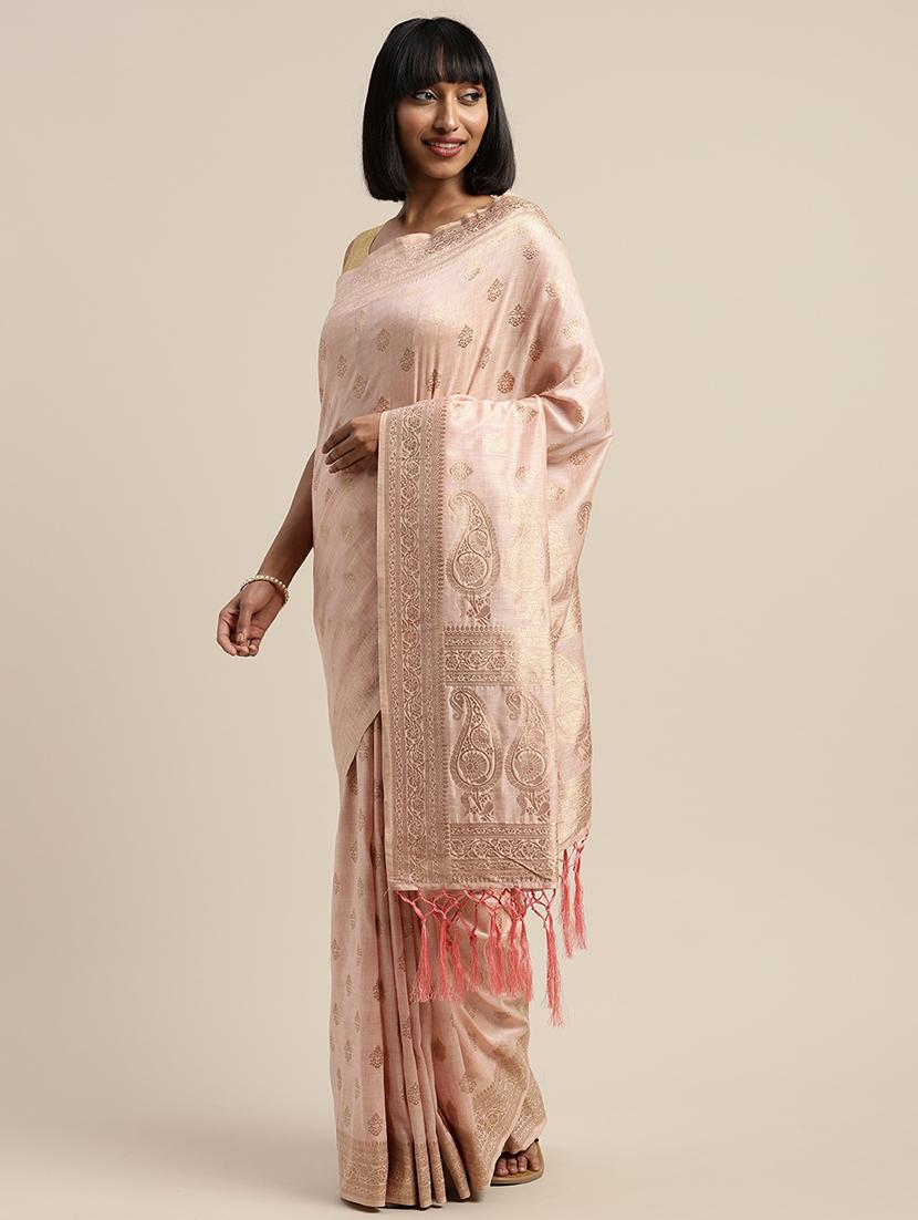 pink silk blend banarasi saree with blouse - 17969052 - Standard Image - 1