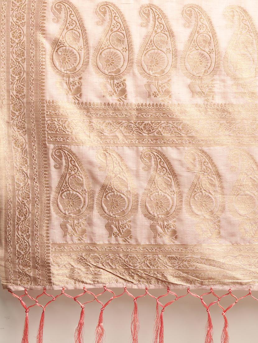 pink silk blend banarasi saree with blouse - 17969052 - Standard Image - 4
