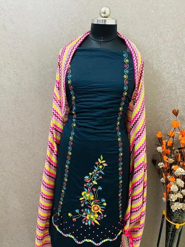 ladies suit blue color flower printed - 17969202 - Standard Image - 1