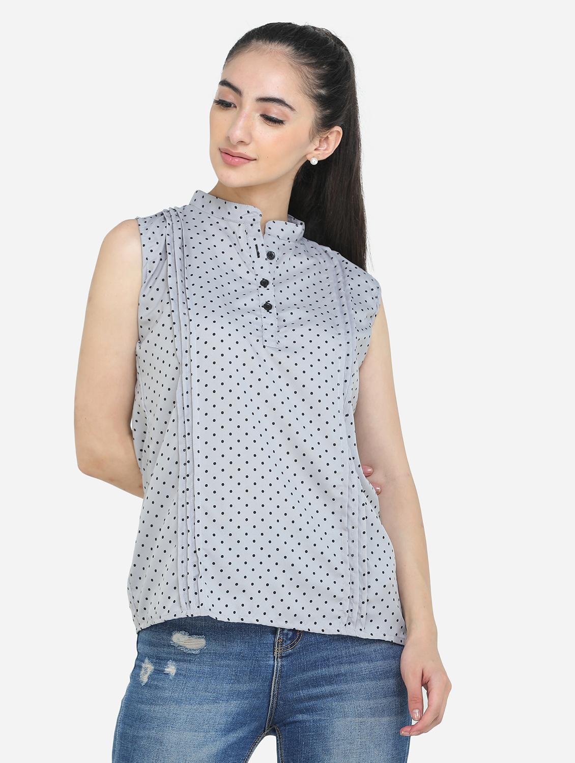 women's straight mandarin neck top - 17969216 - Zoom Image - 0