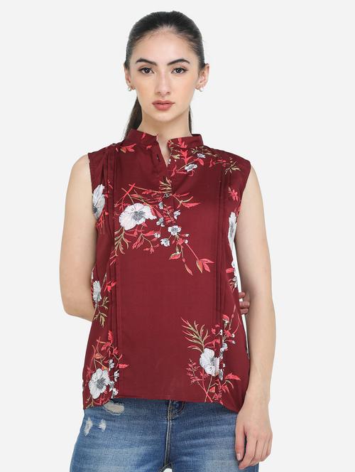 women's a line mandarin neck top - 17969219 -  Standard Image - 0