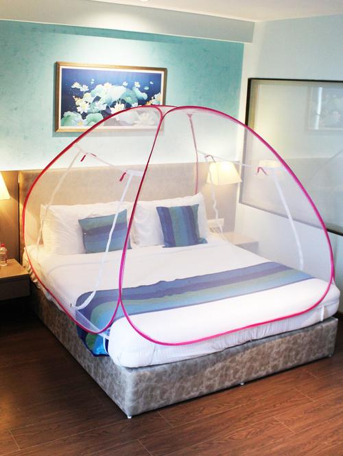 pink mosquito net foldable double bed net king size - 17969849 - Standard Image - 0