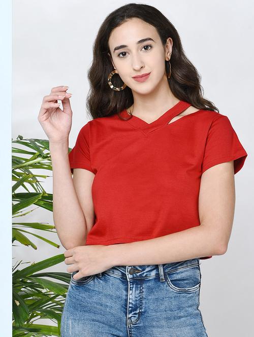women's crop v neck top - 17970056 -  Standard Image - 0