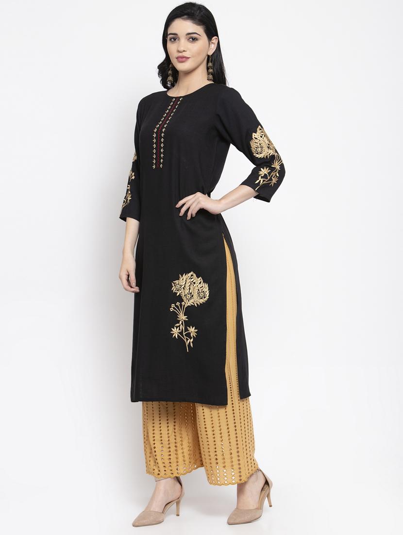 embroidered straight kurta - 17970321 -  Standard Image - 1