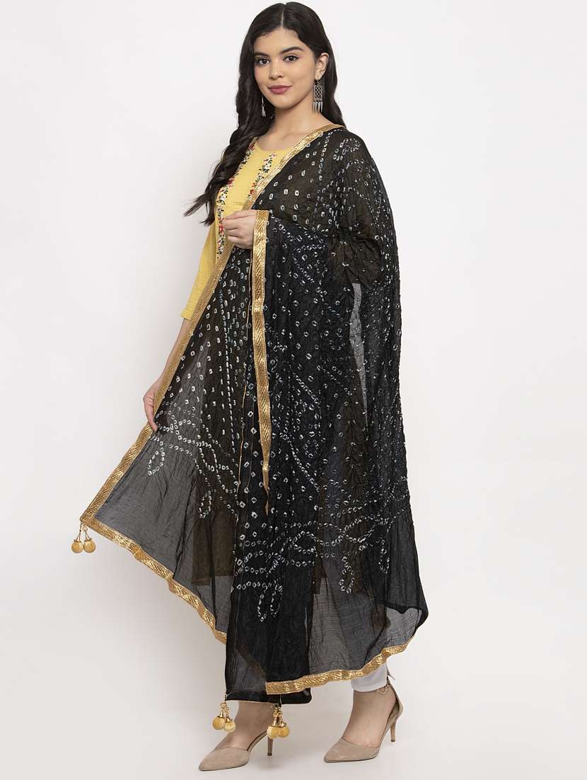 black silk blend dupatta - 17970356 -  Standard Image - 1