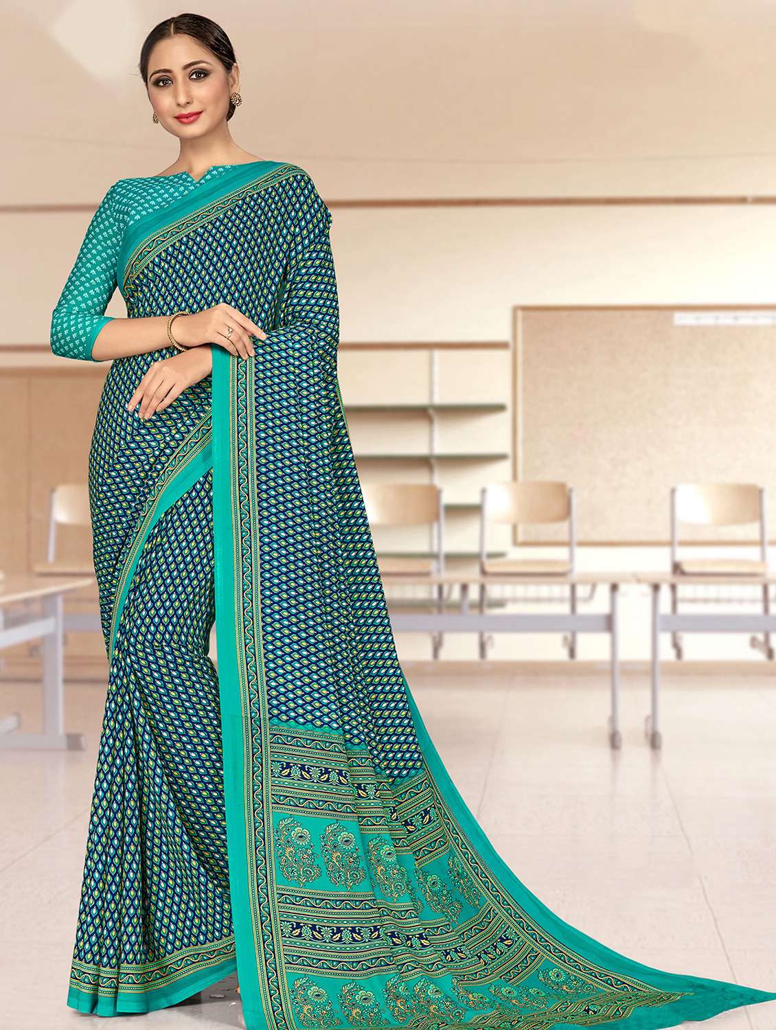 floral printed saree with blouse