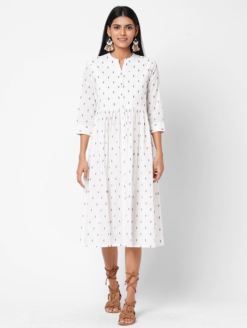 dobby work fit & flare ethnic dress