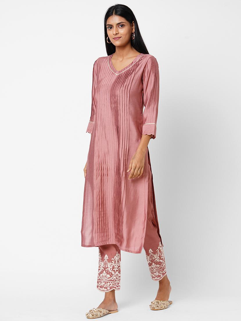 pintucks kurta palazzo set - 17971073 - Standard Image - 1