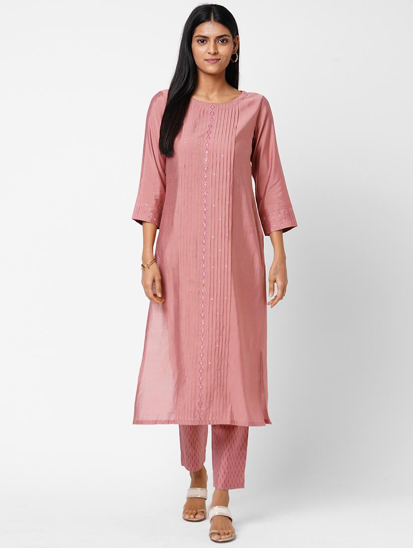 pintucks kurta pant set