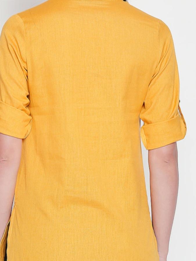 yellow cotton kurti - 17971104 - Standard Image - 1