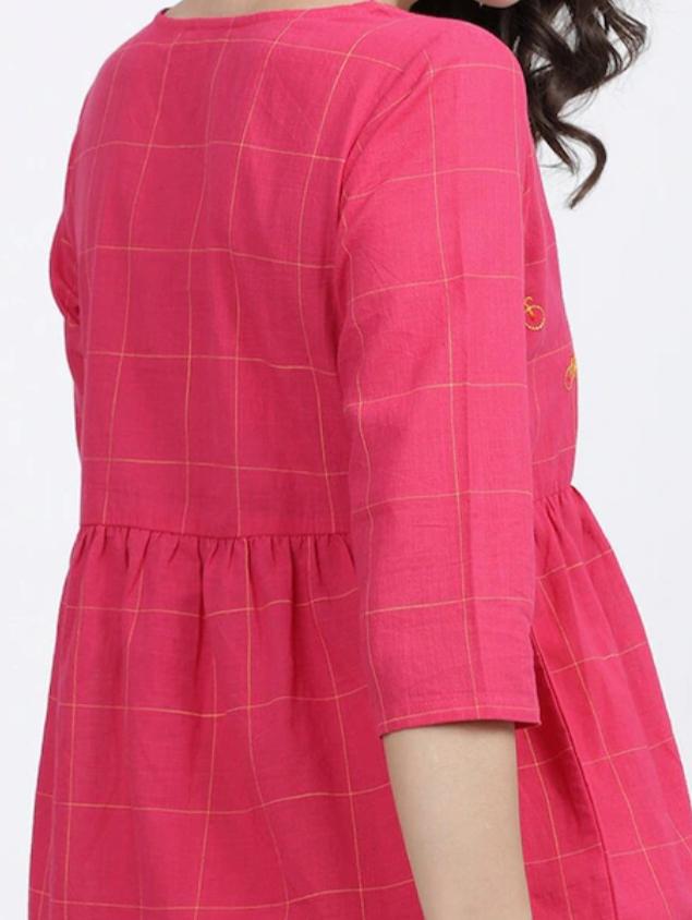 red cotton kurti - 17971106 - Standard Image - 1