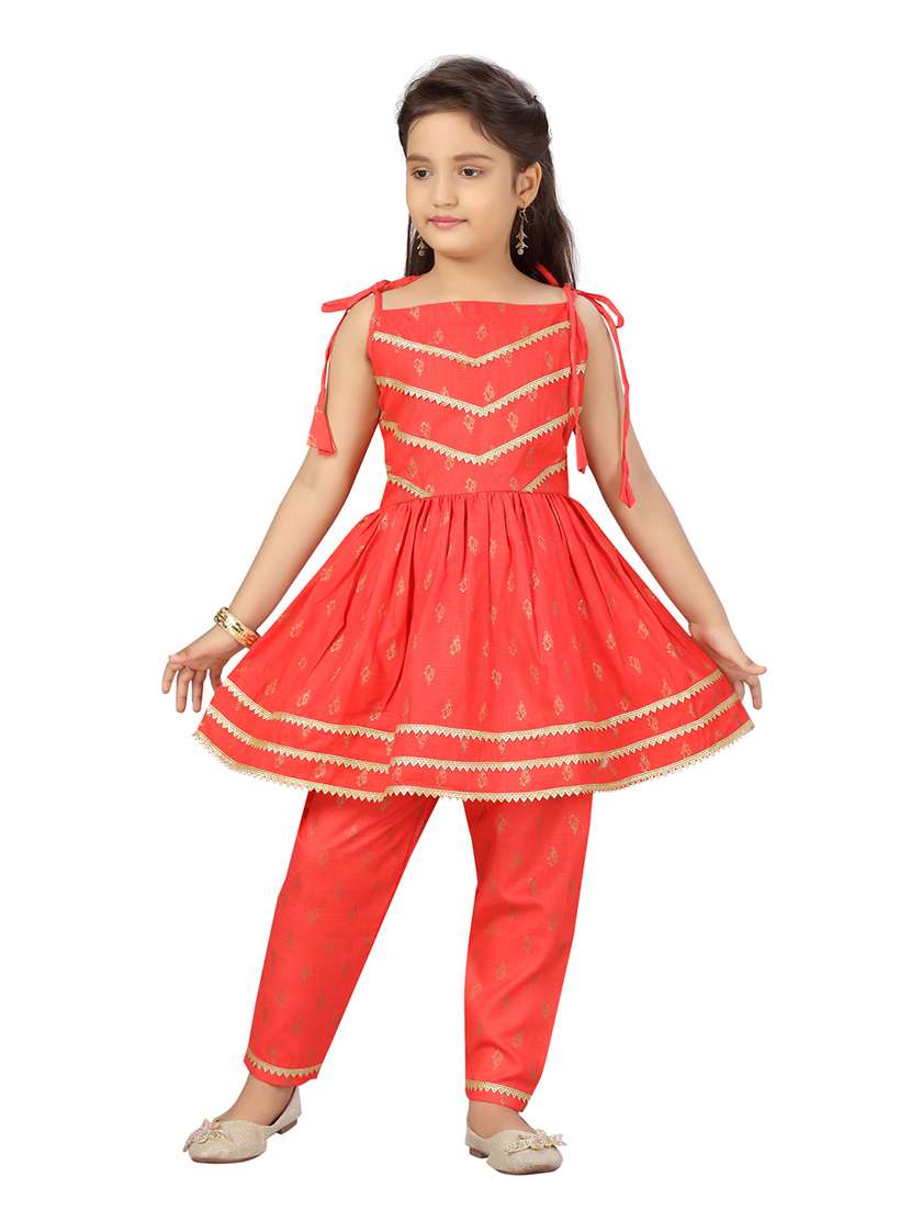 red printed suit set