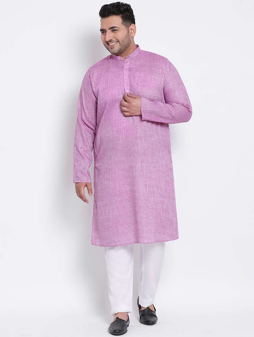 purple solid kurta pyjama ethnic wear set