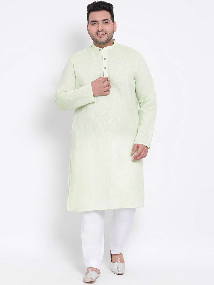 green solid kurta pyjama ethnic wear set