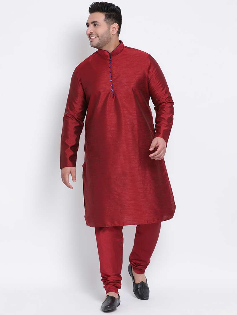 maroon solid kurta pyjama ethnic wear set