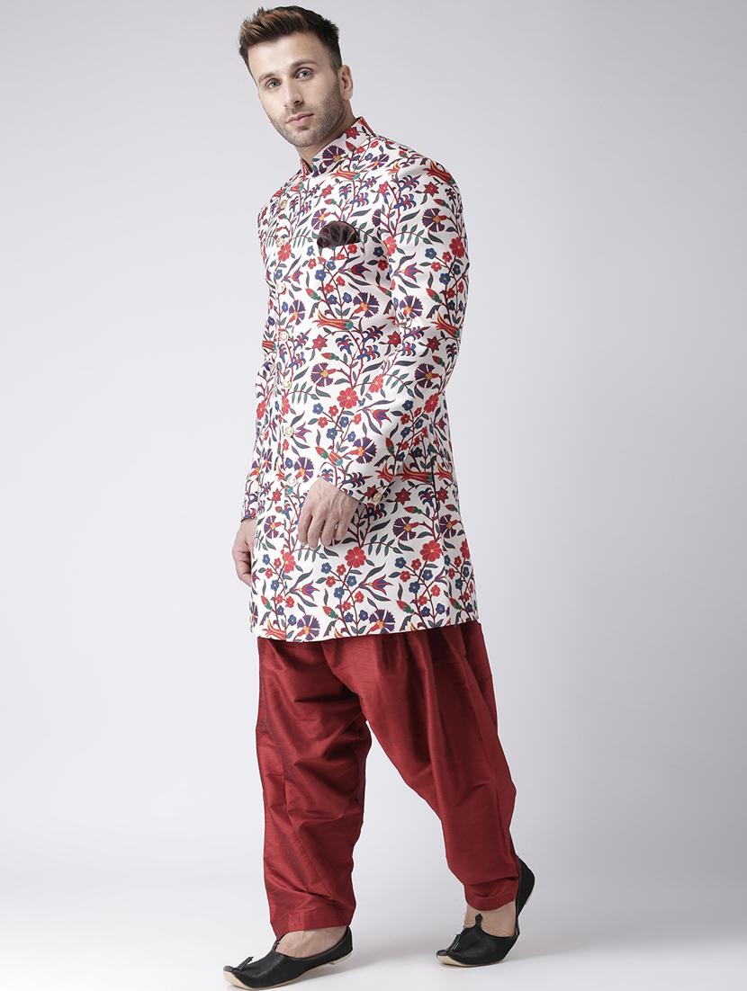 off white printed dhoti kurta set - 17976352 - Standard Image - 1