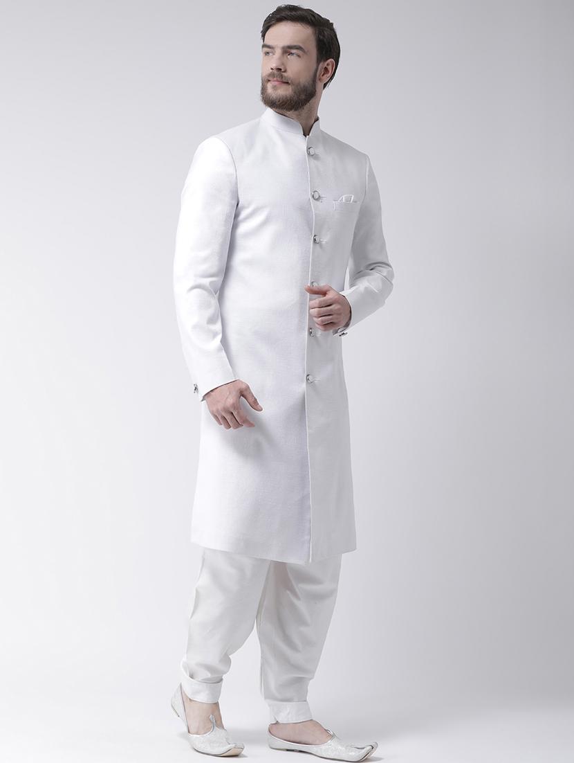 white solid sherwani set - 17976372 -  Standard Image - 1