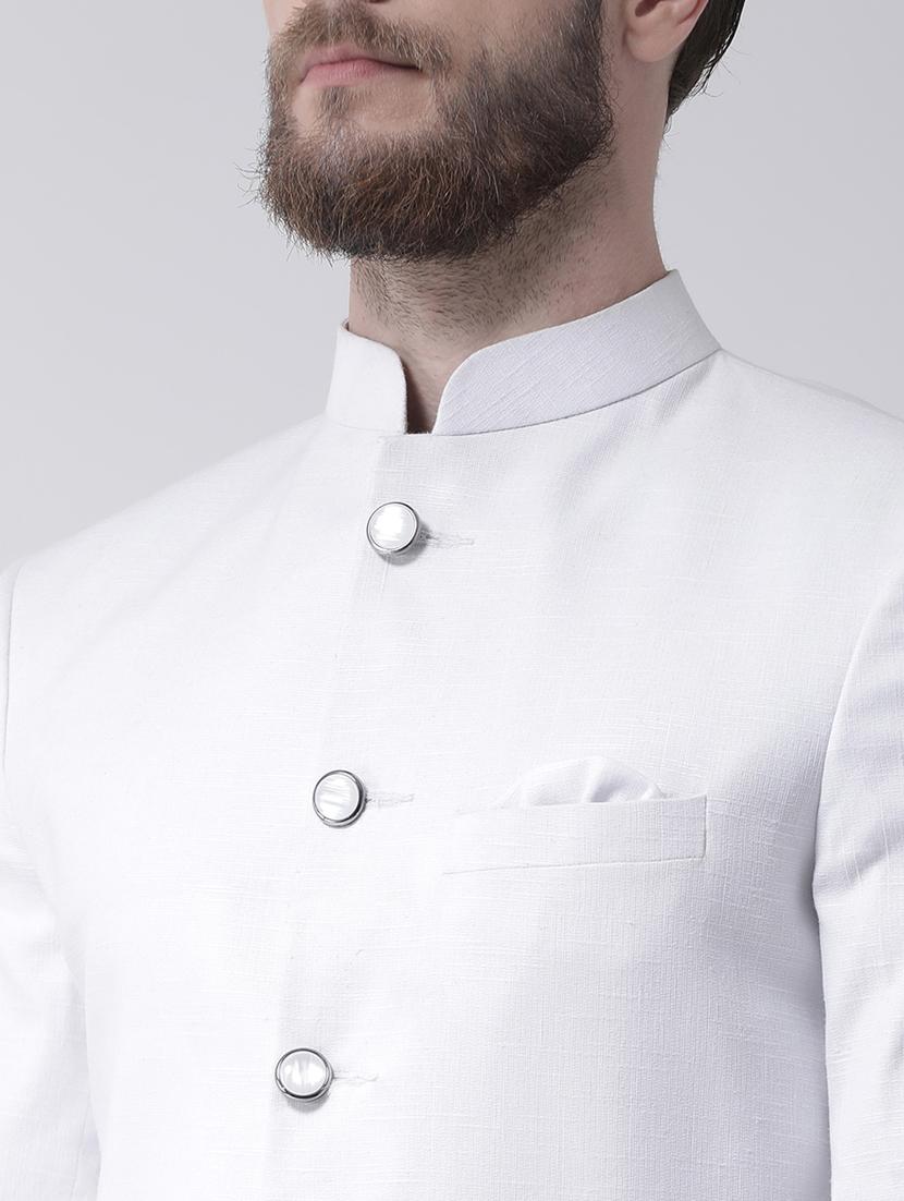 white solid sherwani set - 17976372 -  Standard Image - 4