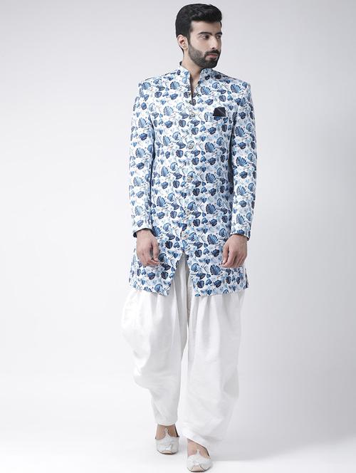 white printed sherwani set - 17976385 -  Standard Image - 0