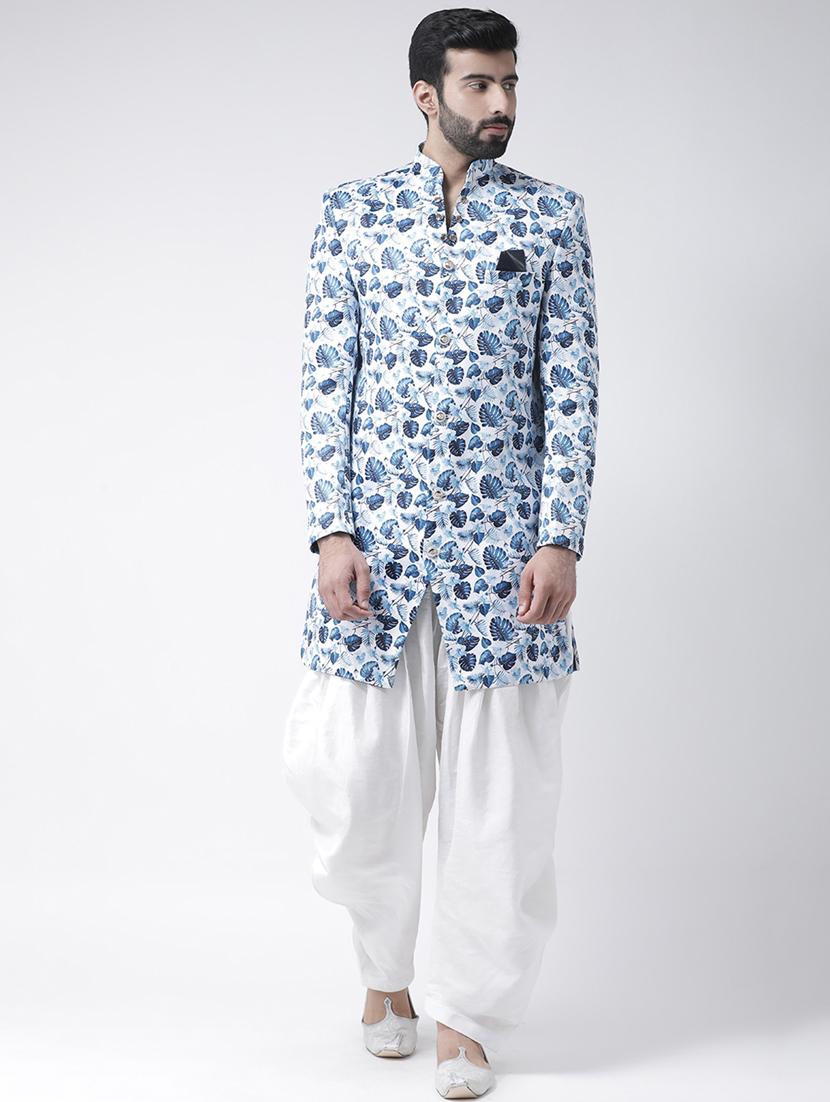 white printed sherwani set - 17976385 -  Zoom Image - 0