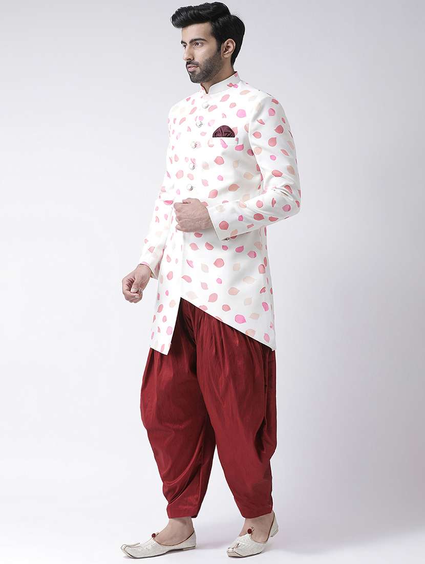 white printed sherwani ethnic wear set - 17976394 -  Standard Image - 1