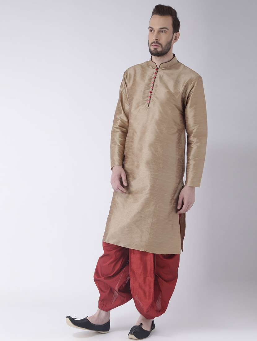 beige solid dhoti kurta set - 17976467 -  Standard Image - 1
