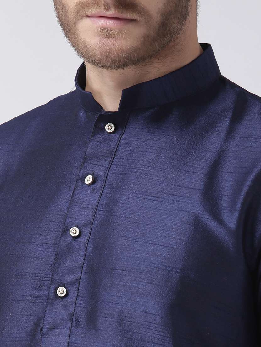 navy blue solid dhoti kurta set - 17976471 - Standard Image - 4