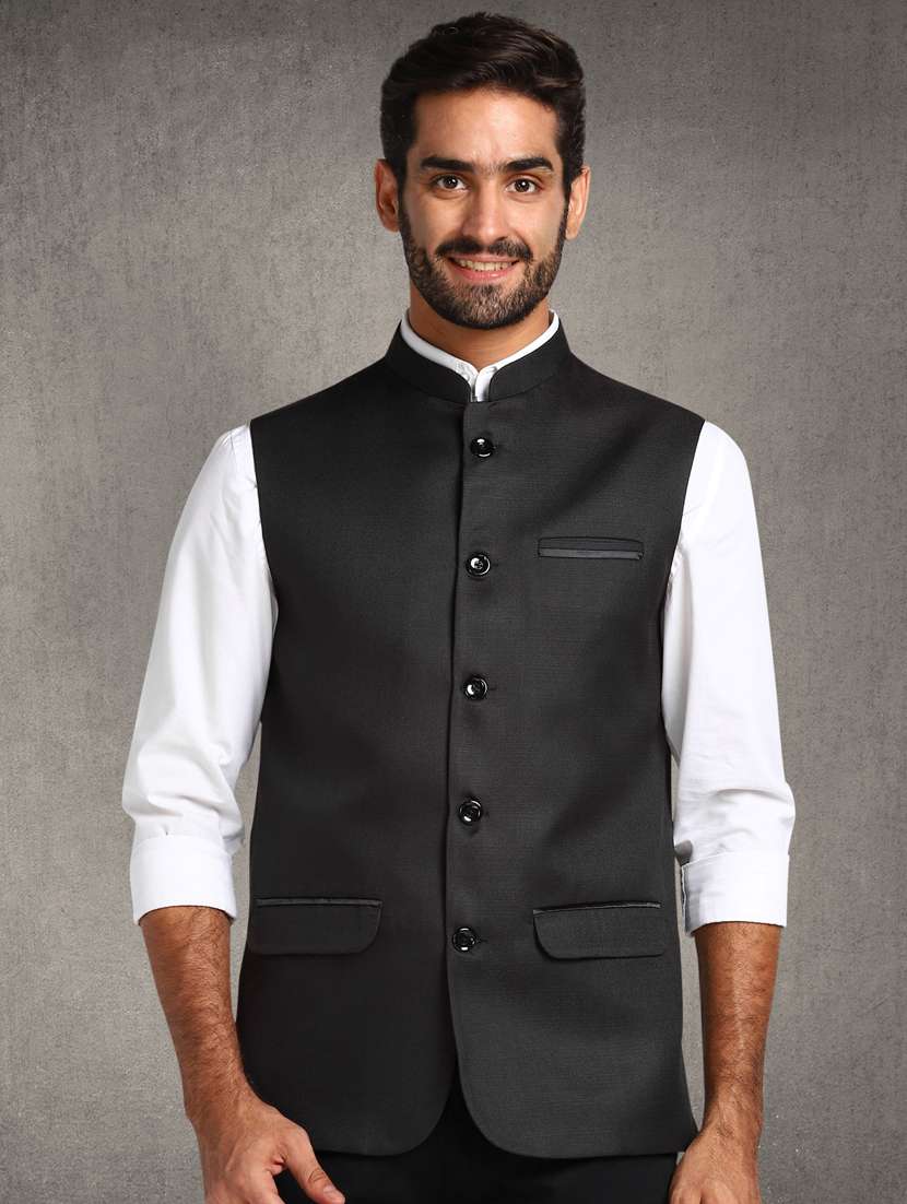 black solid nehru jacket