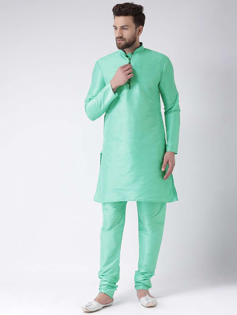 sea green solid kurta pyjama set