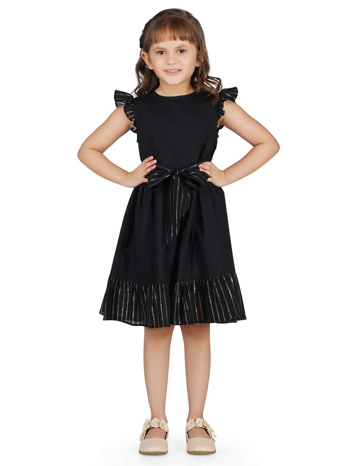 girls round neck short sleeves frock