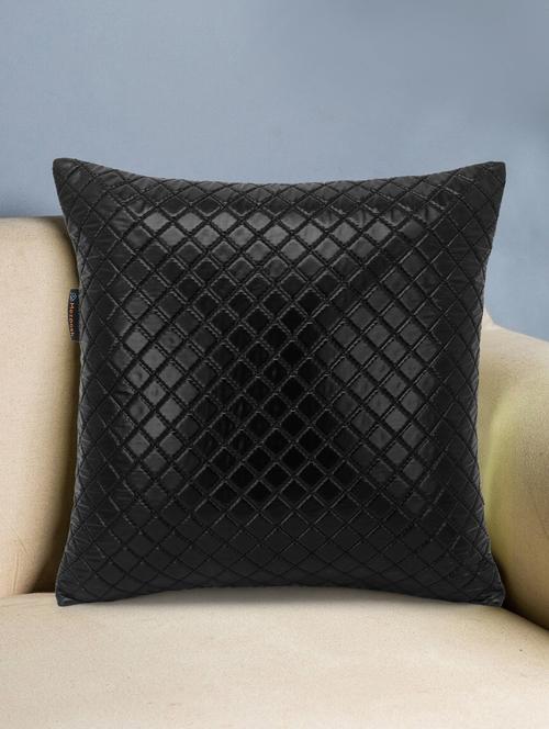 rasta collection by mezposh : glossy black polyester harlequin quilted cushion cover (16x16in) - 17977653 - Standard Image - 0