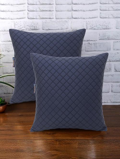rasta collection by mezposh : matte black polyester harlequin quilted cushion cover (12x12in) set of 2 - 17977677 - Standard Image - 0