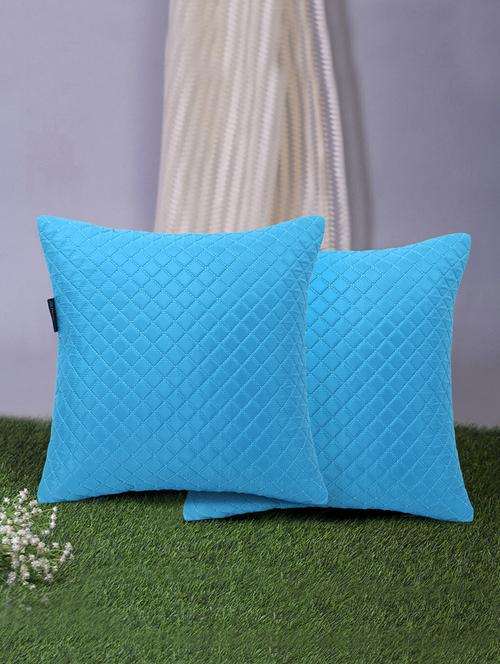 rasta collection by mezposh : cyan polyester harlequin quilted cushion cover (12x12in) set of 2 - 17977680 - Standard Image - 0