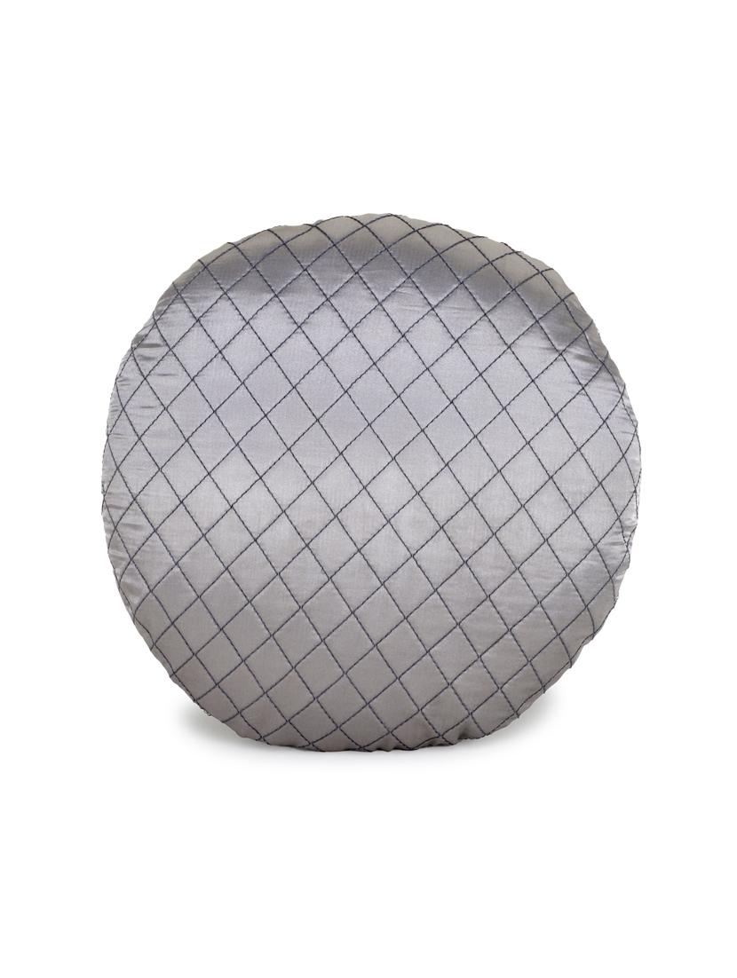 mezposh rasta grey satin (polyester) checked quilted cushion cover (12") - 17977788 - Zoom Image - 0
