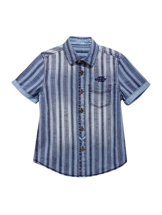 blue denim striped shirt