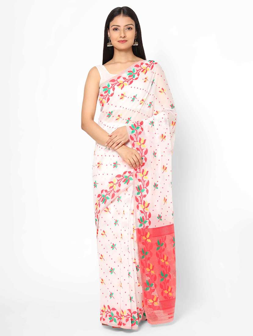 self design jamdani saree with blouse