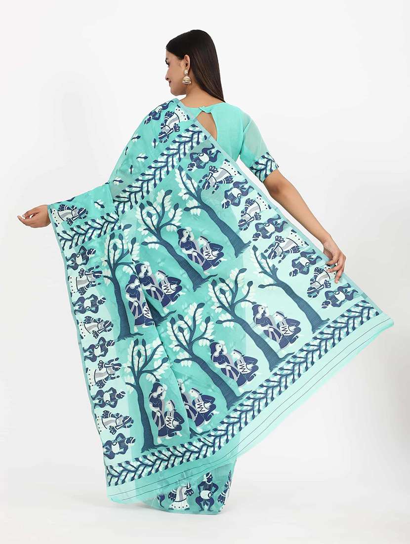 women's self design turquoise colored saree - 17979185 -  Standard Image - 1