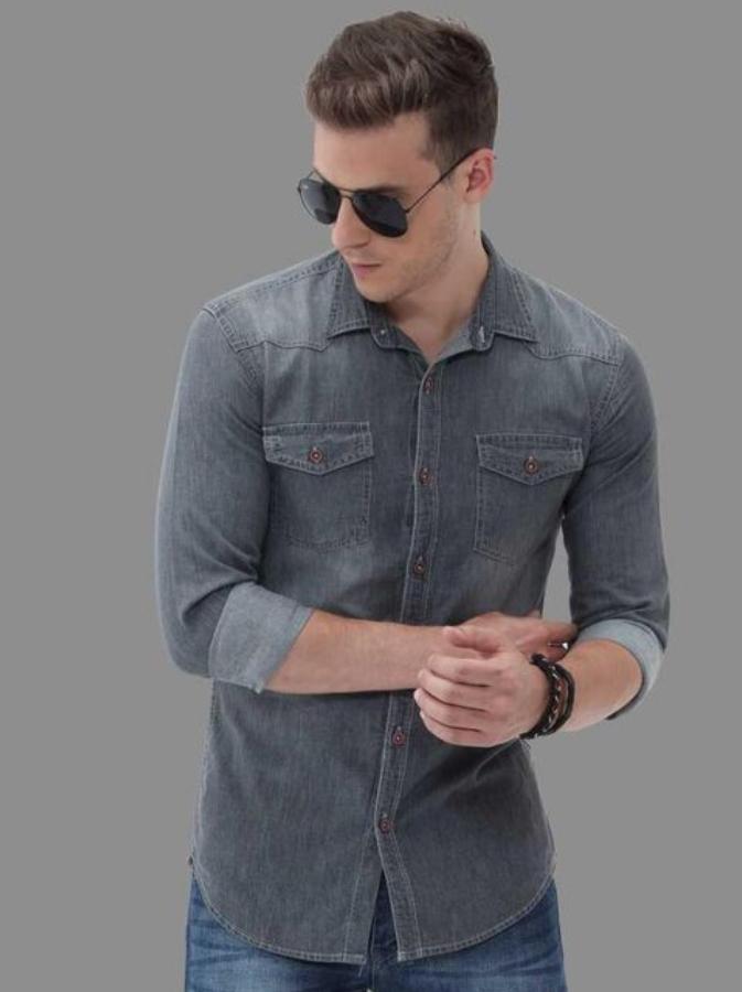 grey cotton shirt - 17980022 - Standard Image - 1