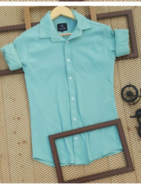 light blue slub casual shirt - 17980400 -  Standard Image - 1