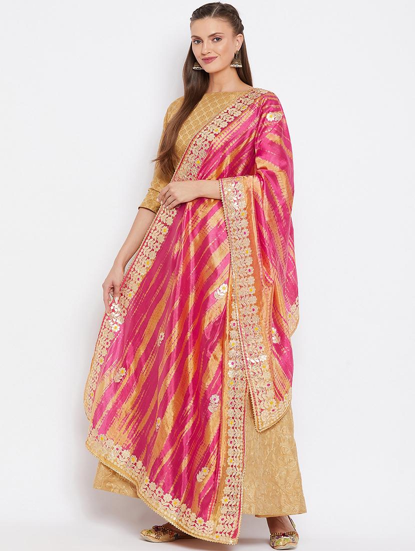 pink silk blend dupatta - 17980666 -  Standard Image - 1