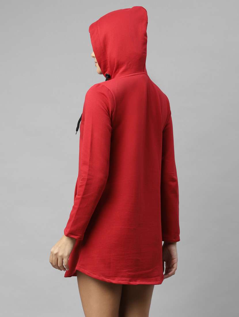 women long sleeved solid hoodies a-line dress - 17982824 -  Standard Image - 4