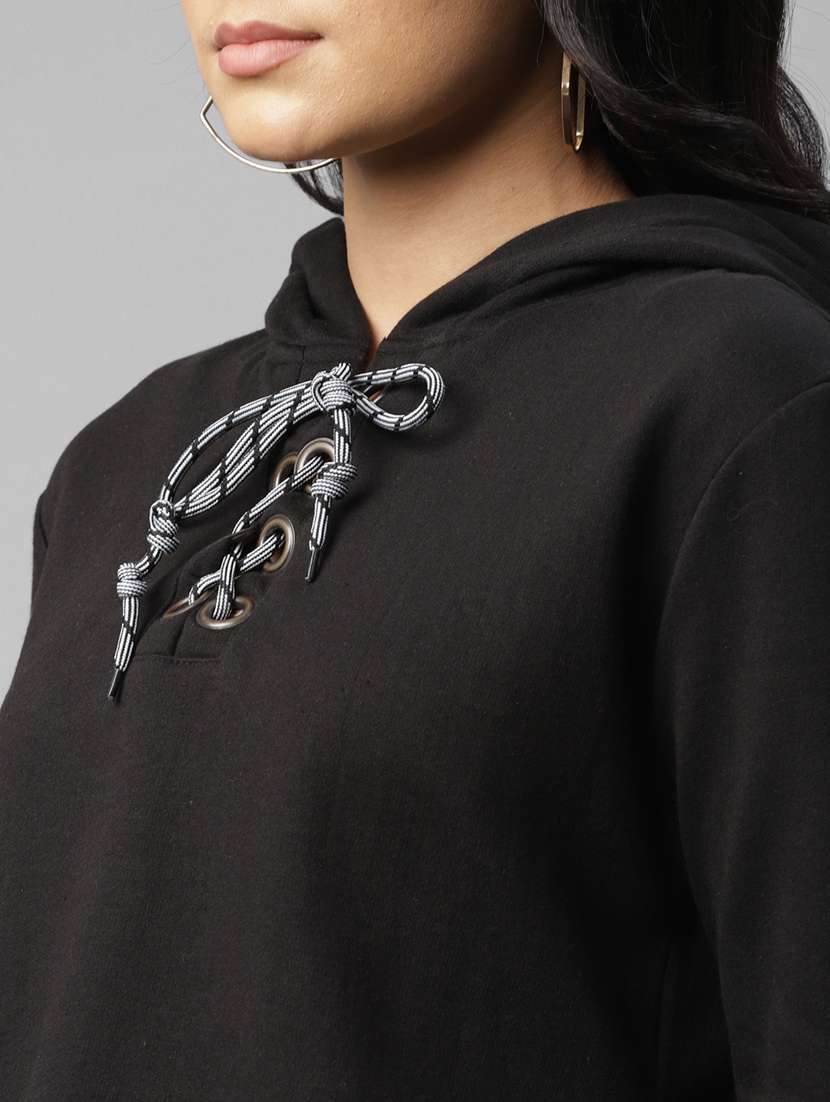 women long sleeved solid hoodies sweatshirt - 17982832 -  Standard Image - 6