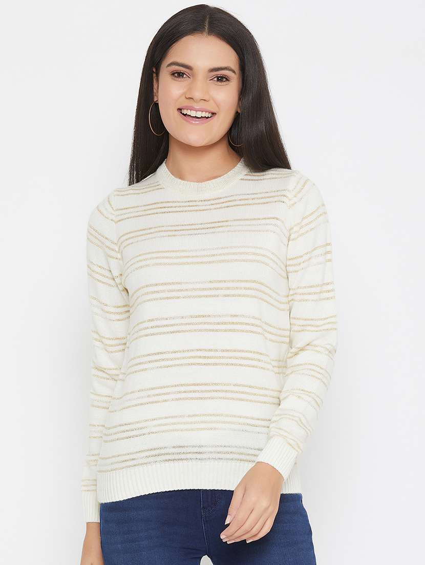 round neck striped pullover