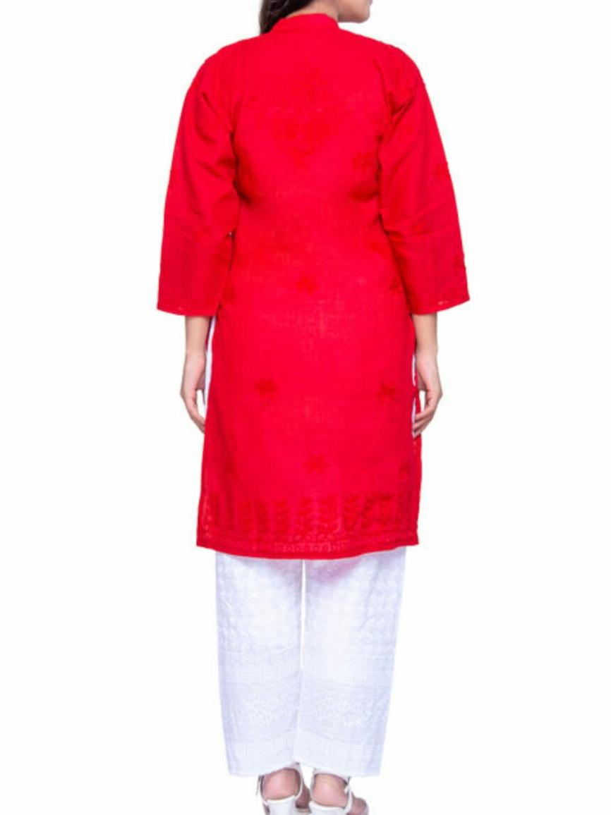 red cotton kurti - 17984372 - Standard Image - 1