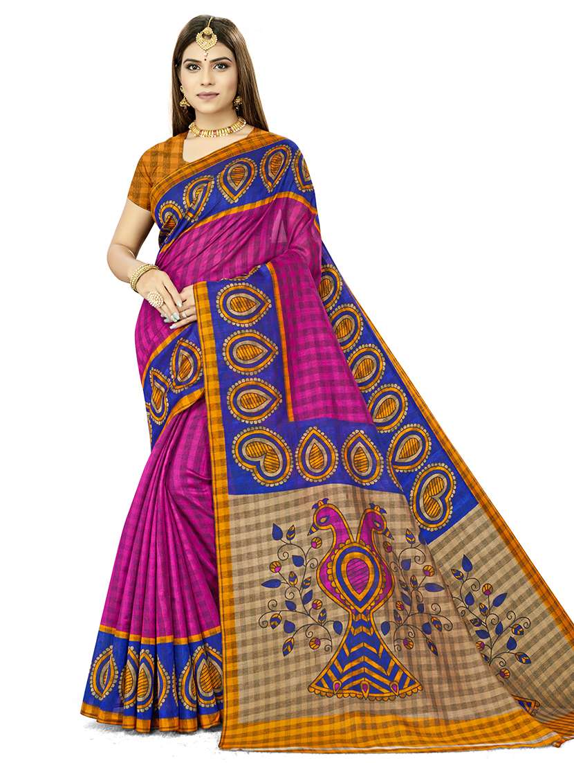 check printed saree