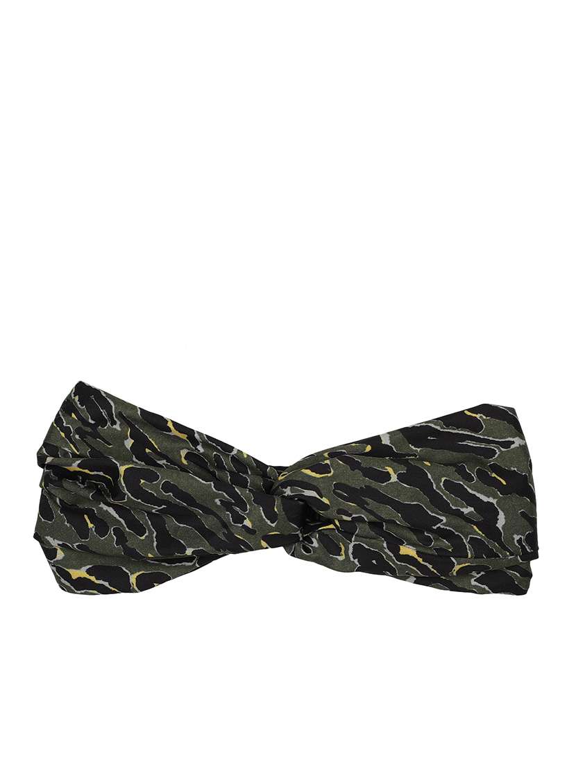 Printed Viscose Green Headband And Scrunchy Combo Pack